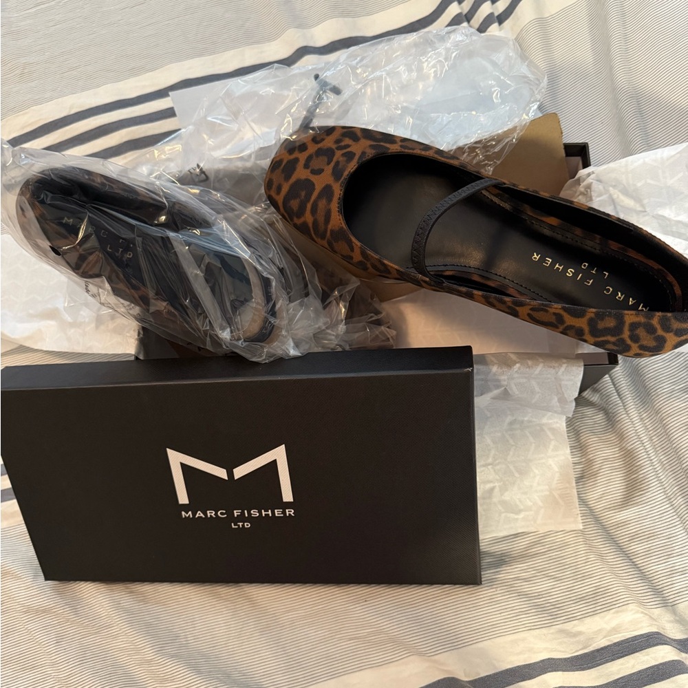 Marc Fisher Brown Leopard Print Flats
